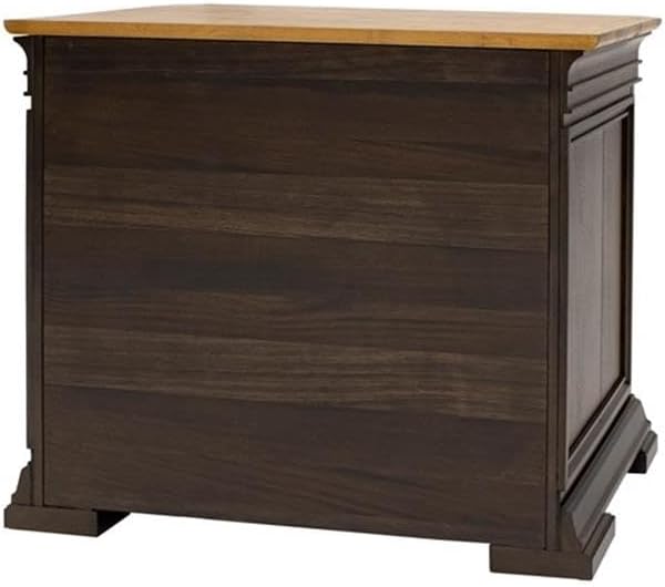 BOWERY HILL Executive Lateral Filing Cabinet with Solid Wood Plank Top in Brown Solid Wood Construction Sturdy and Durable Office or Home Use Secure Document Storage