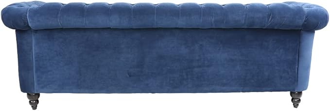 LEVNARY Three-Seat Velvet Sofa Large Sofa Classic Tufted Chesterfield Settee Modern 3 Seater Couch Furniture Tufted Back for Living Room Blue