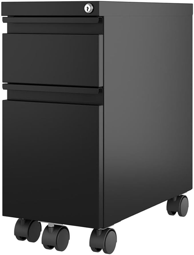 UrbanPro 20 2-Drawer Modern Metal Mobile Filing Cabinet Black Finish Compact Design Box/File Drawer Configuration Letter/Legal Folder Rails Durable Steel Home Office or Workspace Use