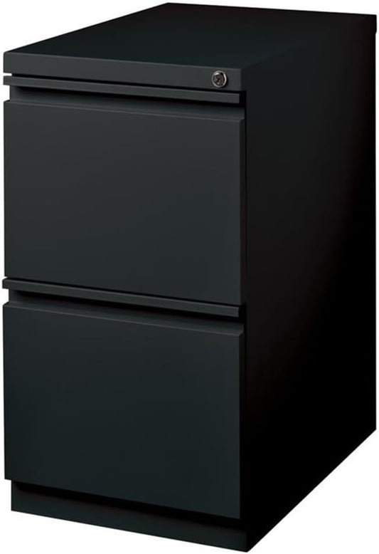 Scranton &amp Co Metal Mobile Pedestal Filing Cabinet 23 in Deep 2-Drawer File/File Configuration Black Finish Ball-Bearing Suspension Hidden Casters Lock Included Letter File Storage Office