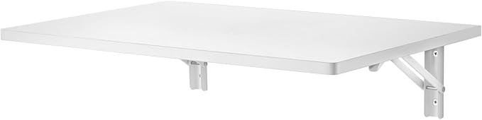 VEVOR Wall Mounted Folding Table 23.6 x 15.7 inches Wall Mount Table Floating Desk with Iron Bracket for Small Spaces Home Office Dining Laundry Room Kitchen Bar White