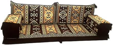 mysticalanatolia Arabic Majlis Sofa Arabian Couches 75''L x 27''W x 4''H for Home Living Room Patio Bohemian Oriental Floor Seating Furniture Indoor Outdoor Lounge Loveseat Futon Sofas