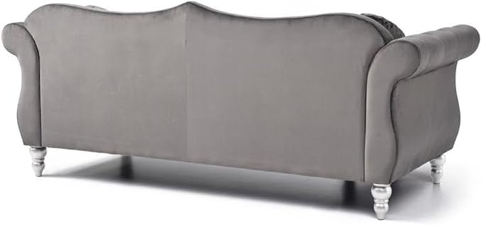 Glory Furniture Hollywood Velvet Sofa in Dark Gray