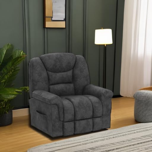 ANJ Rocking Recliner Chair Oversized Swivel Rocker Recliners Comfy Glider Rocking Chairs for Big Man Extra Wide Recliners Overstuffed Reclining Chair for Living Room Grey