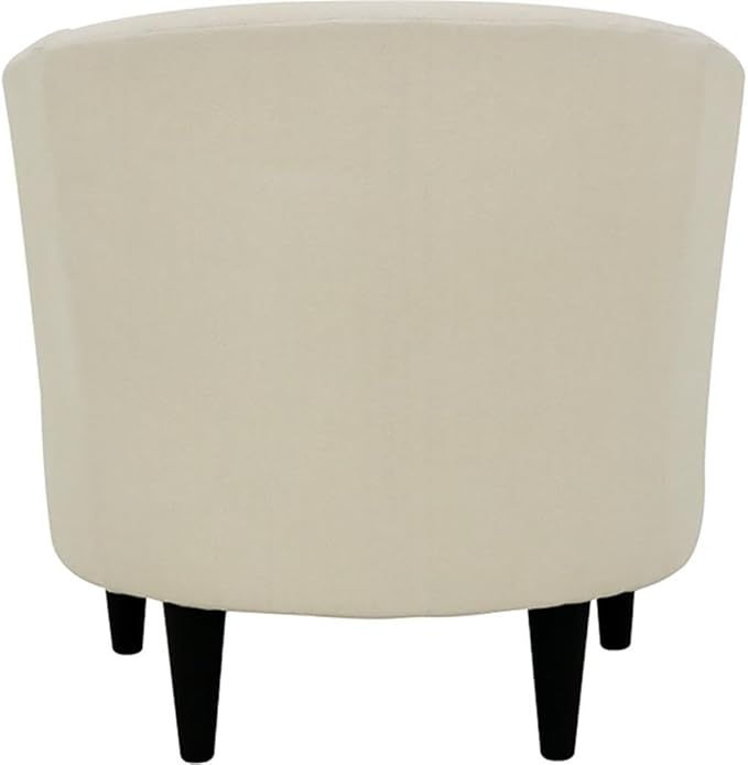 Pemberly Row 17.5 Traditional Polyester Fabric Club Chair Ivory Finish Padded Seat Durable Construction 32 H x 30.5 W x 27.5 D Accent Seating for Living Room or Office