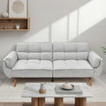 Convertible Futon Sofa Bed Modern Futon Couch with 2 Pillows Small Futons Couch with Adjustable Armrest &amp Backrest Loveseat Sofa Bed for Living Room Bedroom Gray