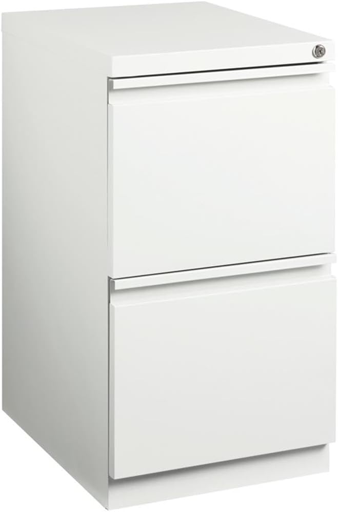 BOWERY HILL 2 Drawers 27.75 Vertical White Metal Filing Cabinet Lockable Pre-Assembled Movable Letter Size for Home Office
