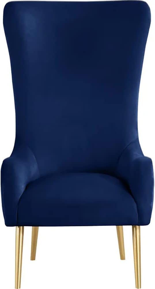 Best Master Furniture Venetian 50 High Back Tufted Velvet Accent Chair Wingback Lounge Armchair with Gold Legs and Upholstered Button Detailing for Living Room Bedroom or Office (Navy)