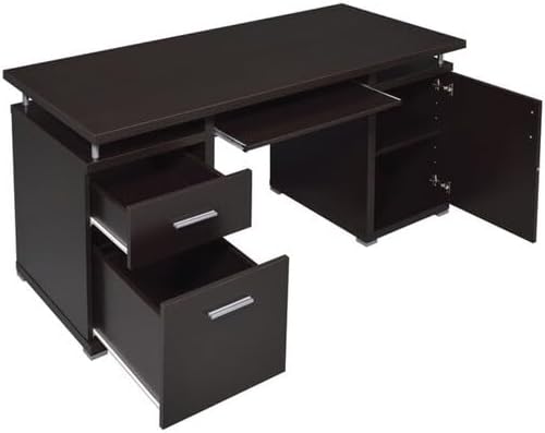 Computer Desk with Drawers &amp Cabinet Home Office Desk - Brown