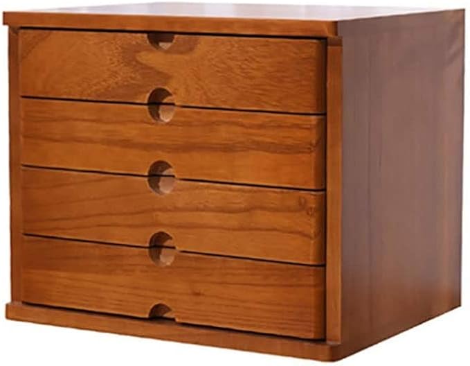 Solid Wood D File Cabinet with Multilayer Storage Box Drawers and Desk Organizer Monitor Stand/Printer Holder4 Layer