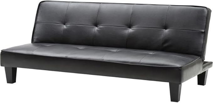 Glory Furniture Alan Faux Leather Sleeper Sofa in Black