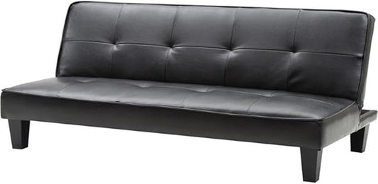 Glory Furniture Alan Faux Leather Sleeper Sofa in Black