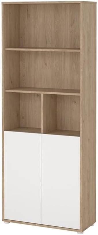 Pemberly Row Set of 2 Home Computer Office Desk &amp 6-Shelf Adjustable Bookcase