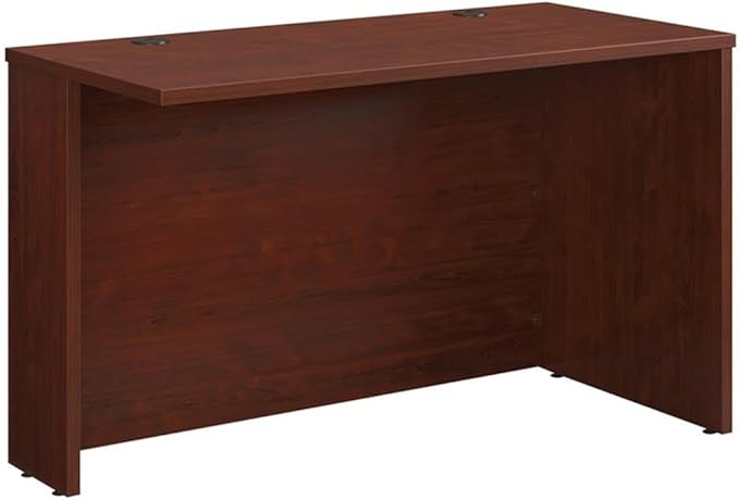 Pemberly Row 48 x 24 Computer Desk Engineered Wood Classic Cherry Finish Durable Melamine Top with Cord Management Adjustable Levelers Heat/Stain/Scratch Resistant Home Office Desk