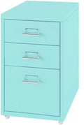 3-Drawer Mobile File Cabinet - Rolling Metal Storage Cabinet for Home Office Files &amp Folders with Anti-Sink Drawers &amp Removable Casters(Blue)