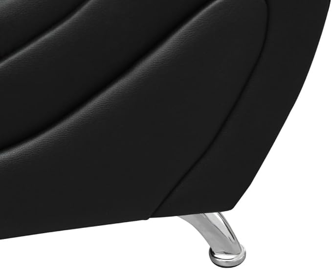 Lounge Comfy Faux Leather Sectional Sofa Modern Couch for Small Living Room/Dorm/Bedroom/Office/Apartment for Small Spaces (Black-1 Three-Piece)