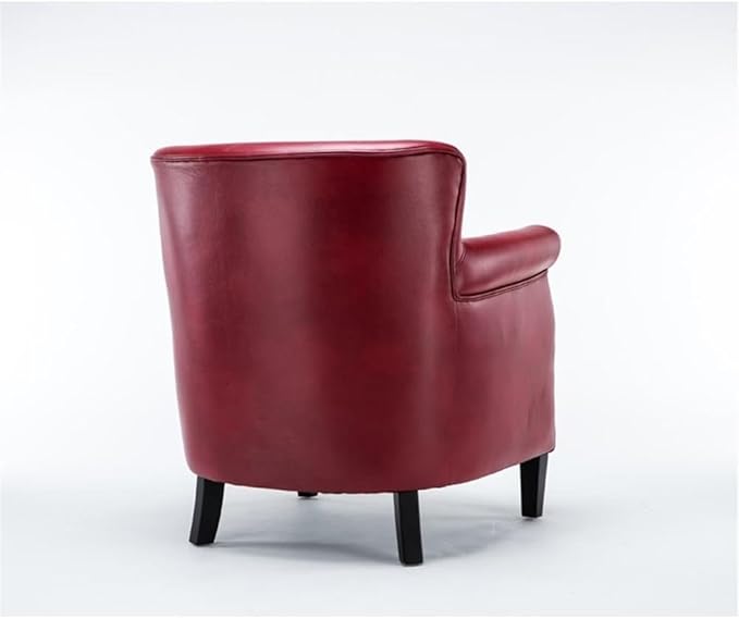 Pemberly Row Red Faux Leather Club Chair Nailhead Trim Upholstered Leather Gel Solid Wood Legs No Sag Springs 2.2 Density Foam Living Room Accent Chair Comfortable Indoor Seating