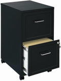 Pemberly Row 2 Drawers 26.7 Vertical Black Metal Filing Cabinet Lockable Pre-Assembled Movable Letter Size for Home Office