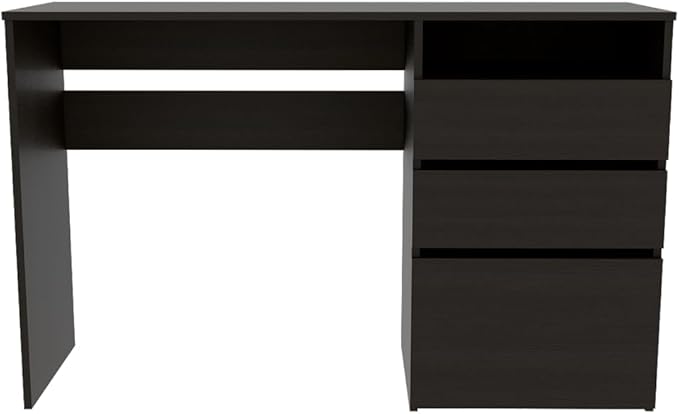 Home Office Desk Modern 3 Drawers Computer Desk One Shelf Black