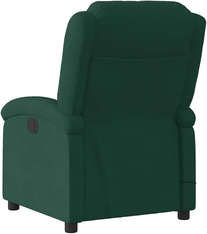 vidaXL Velvet Massage Recliner Lounge Chair - Dark Green Manual Recline USB-Powered Vibration Thick Padding Sturdy Frame