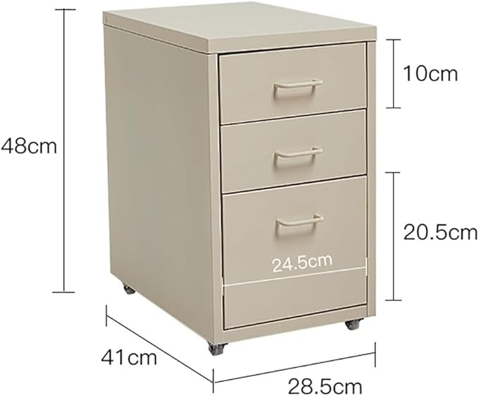 ELEFOCUS 3 Drawer Storage Cabinet Under Desk Tin File Cabinet with Wheels Office Removable Storage Cabinet(Color:Pink)