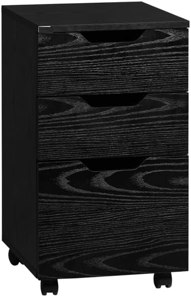 Filing Cabinet Space-Saving Design 15.75 W x 13.5 D x 23.75 H Mobile File CabinetUnder Desk Filing Cabinets for Home Office Organizer Letters/Legal/A4 Black Wood Grain (Black)
