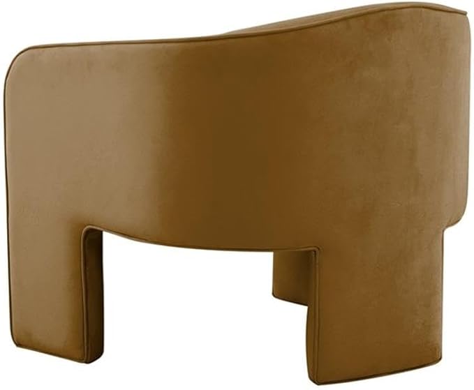 MAKLAINE Modern Velvet Accent Chair Brown Finish 29.9 W x 28.5 D x 28.2 H Kiln-Dried Pine Frame Sculptural Design Upholstered Handmade Chair for Living Room or Bedroom