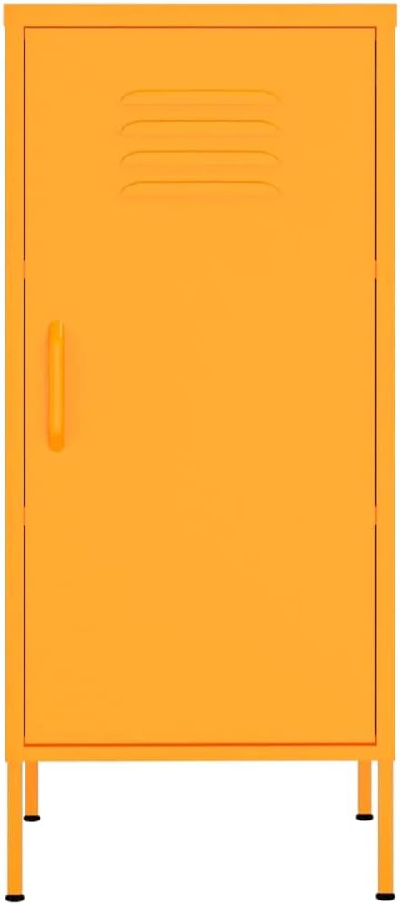 Metal Storage Cabinet with Single Doors and 2 Adjustable Shelves Steel Garage Storage Cabinet File Cabinet Counter Cabinet for Home GarageSchool 16.7x13.8x40 Mustard Yellow -AA