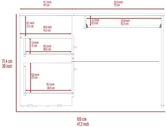 L-Shaped Desk with 2 Drawers Shelf &amp CPU Storage - Home Office Workstation