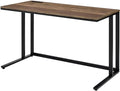 Pemberly Row Wooden Writing Desk with USB Port Rectangle Top Walnut and Black Finish MDF and Metal Construction 47 W x 24 D x 30 H Modern Style Office Desk for Work or Home