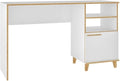 Eden Home Mid-Century Solid Wood Writing Desk 53.14 W x 31.1 H White Finish 2 Open Shelves and 1 Concealed Cubby Splayed Legs Modern Home Office Desk for Work or Study Spaces