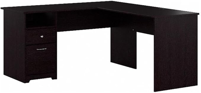 Bush Home Cabot 60W L Shaped Computer Desk with Drawers in Espresso Oak