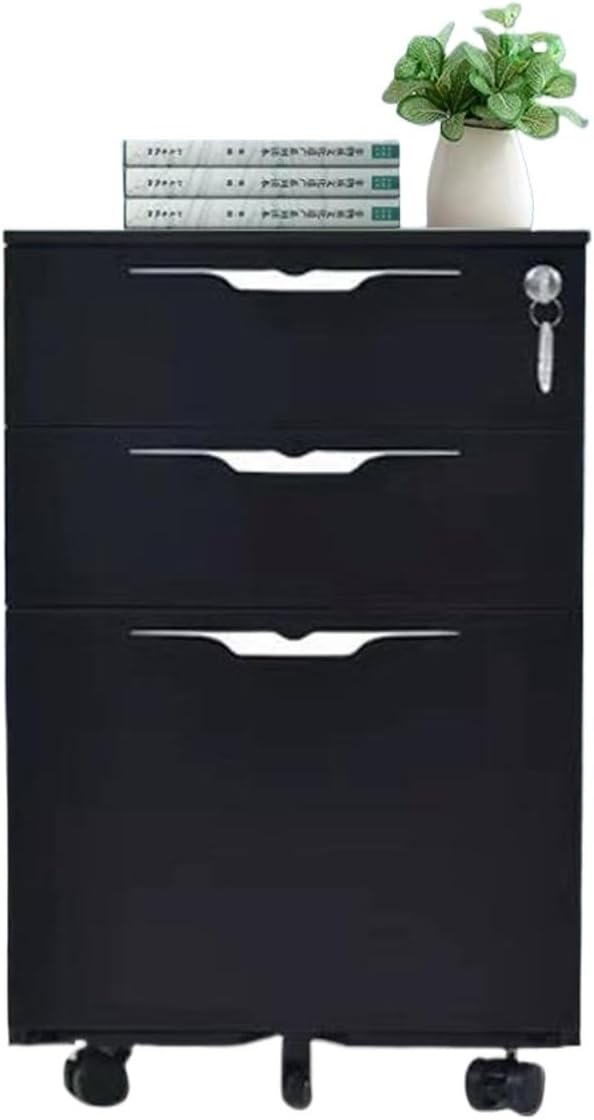 Under Desk Storage Cabinet File Cabinet Three Drawer Office Cabinet Removable Short Cabinet with Locking Drawer Cabinet (Color : Black)