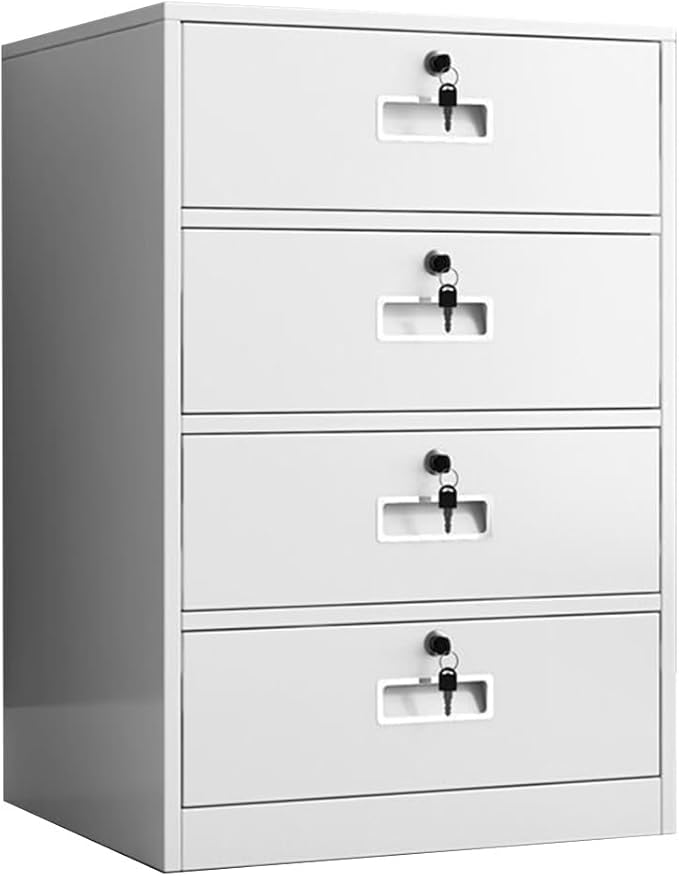 4 Drawer File Cabinet with Lock Metal Vertical File Cabinets with Lock for Home Office Narrow Office Steel Filing Cabinet Under Desk for A4/ Legal/Letter