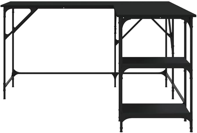 Desk Black 139x139x75 cm Engineered Wood|Computer DeskOffice Work DeskLapT O P Table for student and workerStudy TableWriting Desk for BedroomHomeOffice