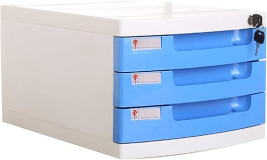 Plastic Storage Drawers Desk Storage Unit Organizer Lockable File Cabinet A4 Box for OfficeD-3 Drawers