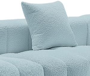 87.4'' Modern 3-Seater Sofa Bubble Couch for Living Room Premium Teddy Velvet Deep Seat Sofa Couch Fluffy Loveseat Sofa with 6 Metal Base Legs for BedroomHome/Office (Blue)
