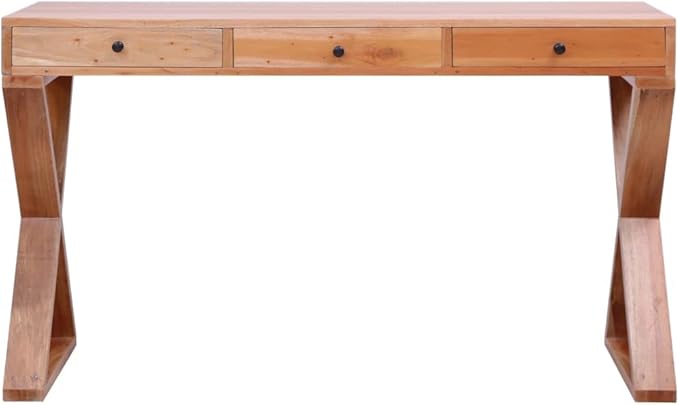 Wooden Writing Computer Desk with 3 Drawers Home Office Desk Writing Study Table PC Desk Workstation for Bedroom 45.3x18.5x30.3 Solid Mahogany Wood -AA