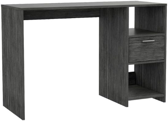 Computer Desk with 1-Drawer and 2-Open Storage Shelves Storage Desk Smokey Oak for Home Office