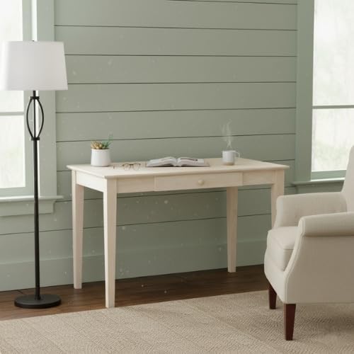 IC International Concepts Writing Desk With Drawer Solid Real Wood Sturdy Parawood Dimensions 19.41W x 15D x 2.36H Home Office/Study Paint/Stain Ready Unfinished