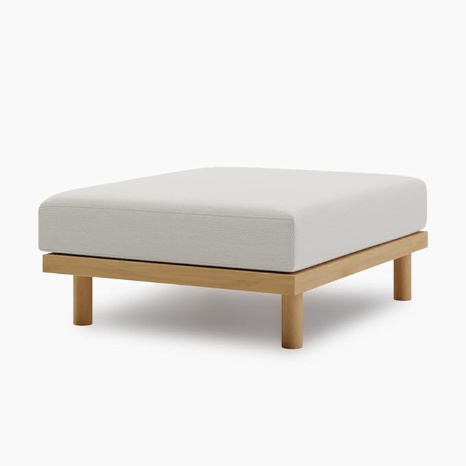 Acanva Minimalist Modular Sectional Sofa for Living Room Wide &amp Deep Seat Convertible Furniture Set with Metal Frame and Movable Covers Ottoman Off White