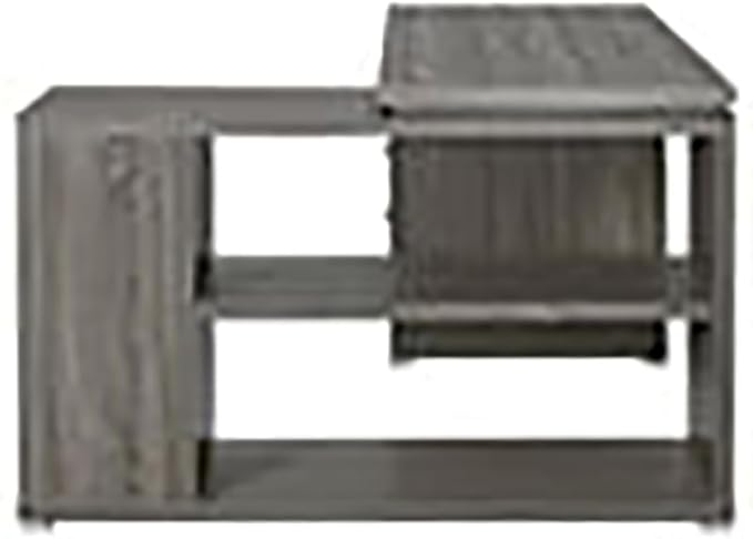 Pemberly Row Contemporary L Shape Writing Desk Weathered Gray/Silver Finish MDF and Particle Board 60 W x 47.25 D x 29.5 H 3 Drawers and Shelves Home Office Desk with File Storage