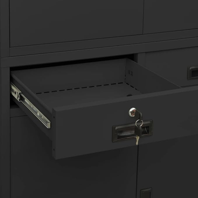 Metal Office Cabinet 70.9 Tall Steel Lockable File CabinetLocking Tool Cabinet Garage Steel Storage Cabinet for Home Office Anthracite 35.4x15.7x70.9 Steel(G)