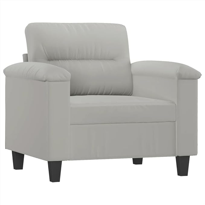 Modern Sofa Chair with Footstool Accent Chair with Ottoman Sofa Chairs Reading Chair for Living RoomChair for Bedroom Light Gray 23.6 Microfiber Fabric -22