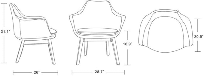 Manhattan Comfort Cronkite Mid Century Modern Living Room Tulip Style Twill Weave Accent Chair 28.7 Set of 1 Grey