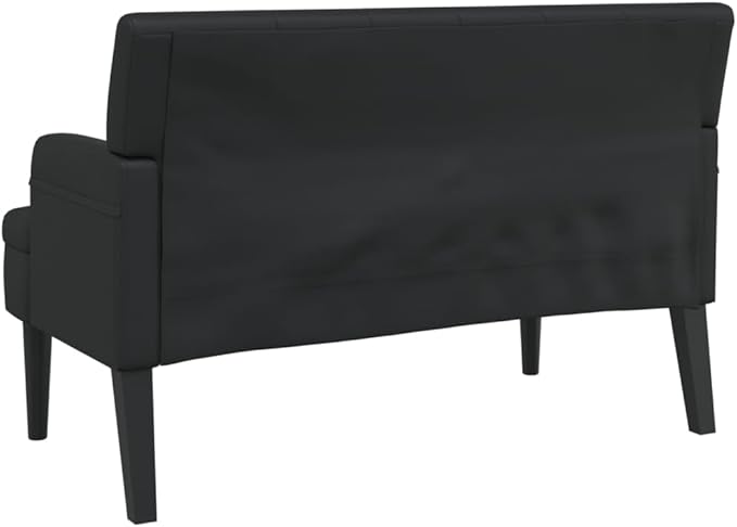 Loveseat Sofa Bench with Backrest Modern Loveseat Bench Sofa Couch 2-Seat Sofa Lounge Bench for Small Spaces Living Room Apartment Office Dorm Black 44.1x25.8x29.5 Faux Leather -10