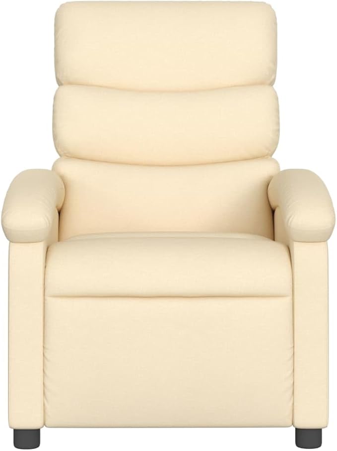 vidaXL Cream Recliner Chair with Adjustable Recline Armchair for Living Room Home Theater Smooth Fabric Supportive Single Sofa Reclining Comfortable Cushioned Upholstery Contemporary