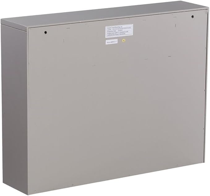 BOWERY HILL Modern Wooden Wall Mounted Laptop Desk Warm Gray Finish Engineered Wood Fold-Down Writing Surface Multiple Storage Compartments Corkboard Compact Design for Home Office or Kitchen
