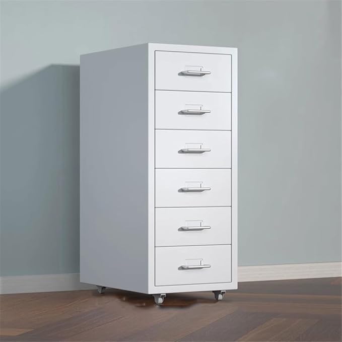 Office Storage File Cabinet Thickened Cold-Rolled Steel Chest of Drawers 6 Layers of Large-Capacity Storage Cabinets Office File Cabinets Multifunctional Data OrganizingWhite