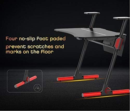 Jeremywell 47 Gaming Computer Desk with Z-Shape Design - Large Surface Space - 2 Smart Display Platforms for Speakers or Figures - Multifunctional E-Sports Home Office - Adjustable Ergonomic Design